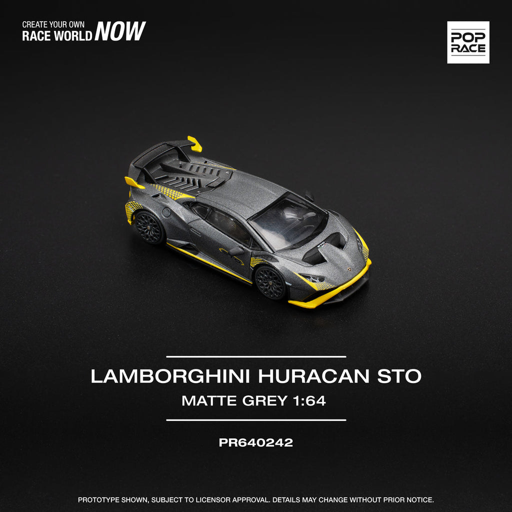 POP RACE 1/64 LAMBORGHINI HURACAN STO MATTE GREY PR640242