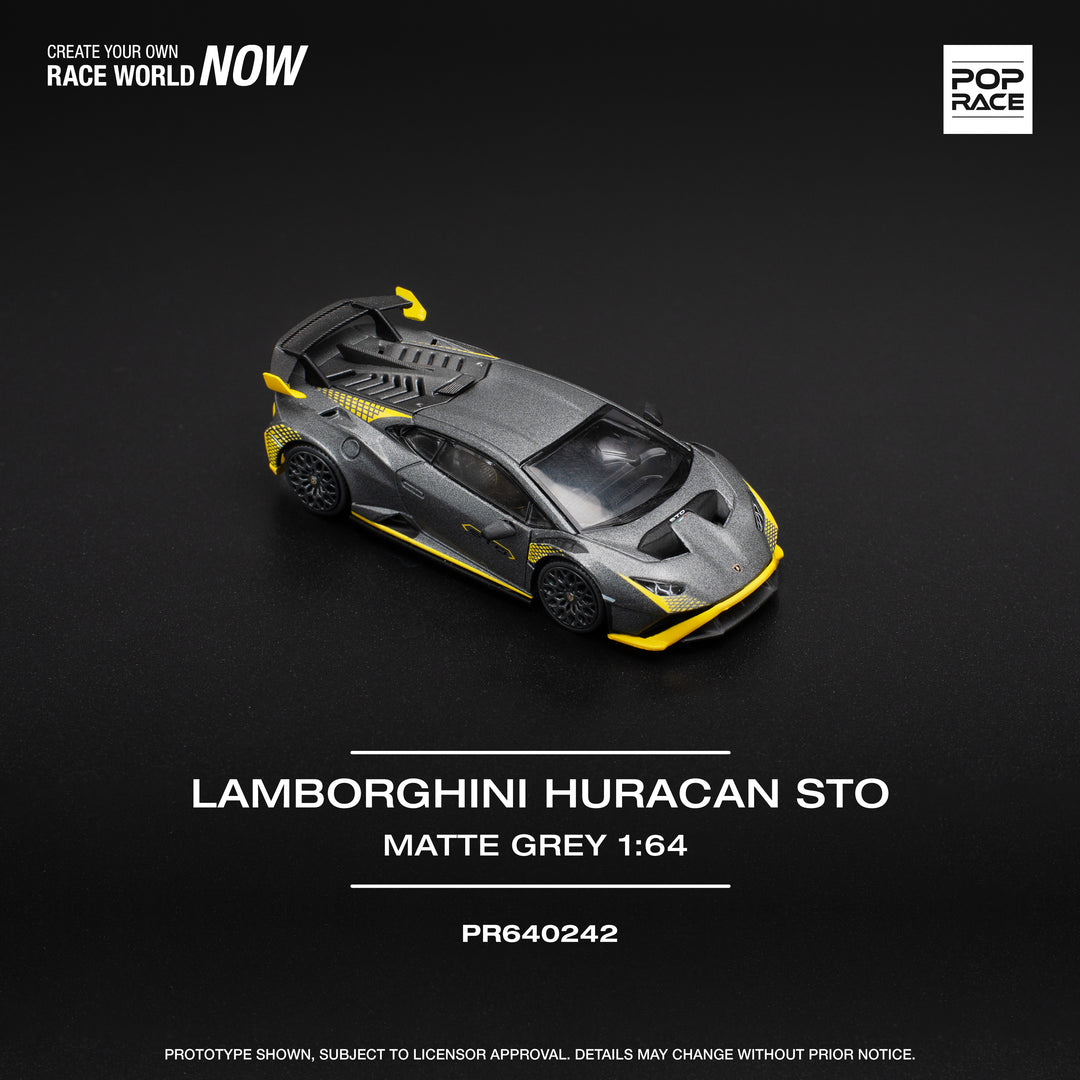 POP RACE 1/64 LAMBORGHINI HURACAN STO MATTE GREY PR640242