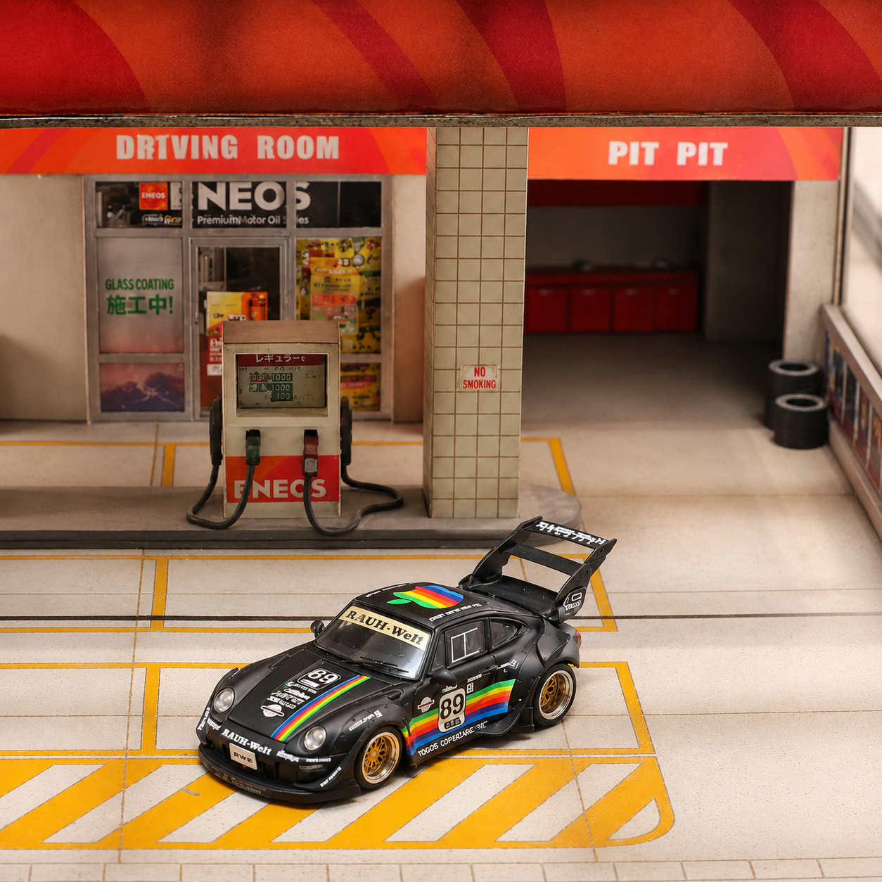 Street Weapon 1/64 Porsche RWB 993 Black Apple Livery High Tail