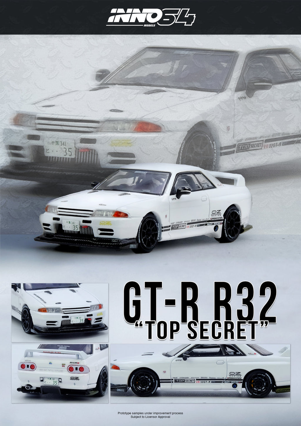 INNO64 1/64 TOP SECRET VR32 GT-R White IN64-VR32TS-WHITE