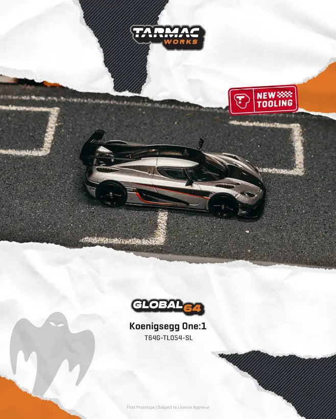 TARMAC WORKS GLOBAL64 1/64 Koenigsegg One:1 Silver T64G-TL054-SL
