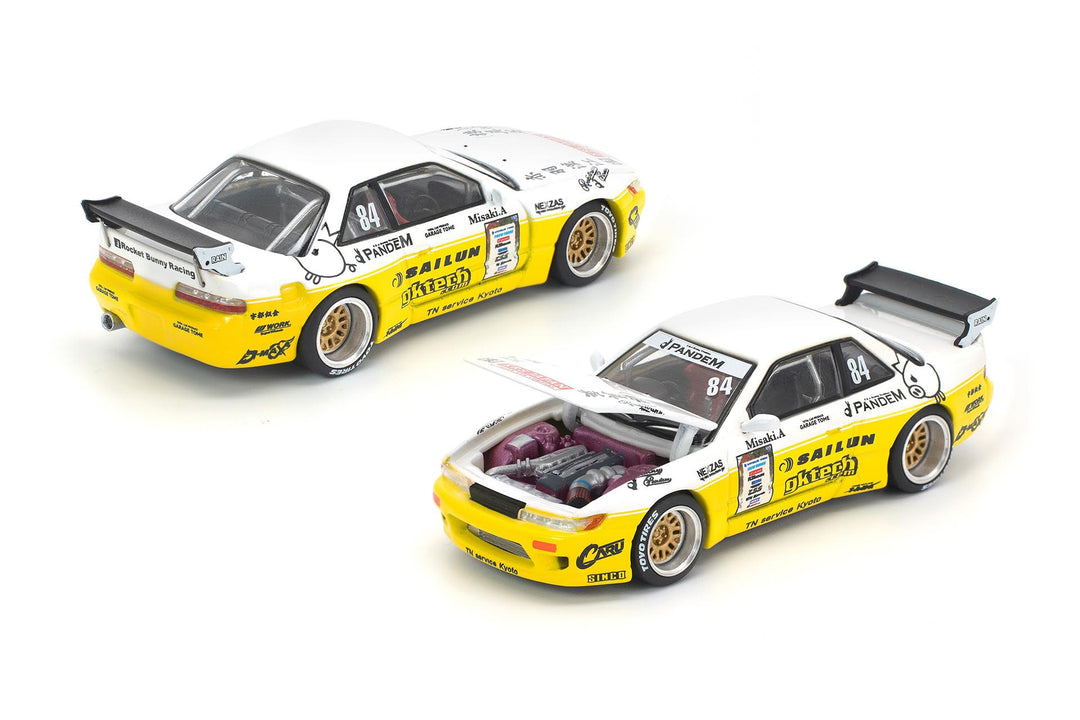 POP RACE 1/64 PANDEM SILVIA S13 2020 D1 LIGHTS YELLOW/WHITE PR640361