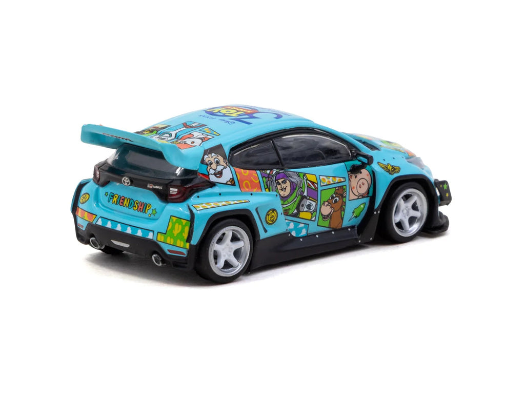 Tarmac Works HOBBY64 1/64 Pandem Toyota GR Yaris Toy Story - 30th Anniversary Model Car + Trading Cards Combo Set T64-080-TS2