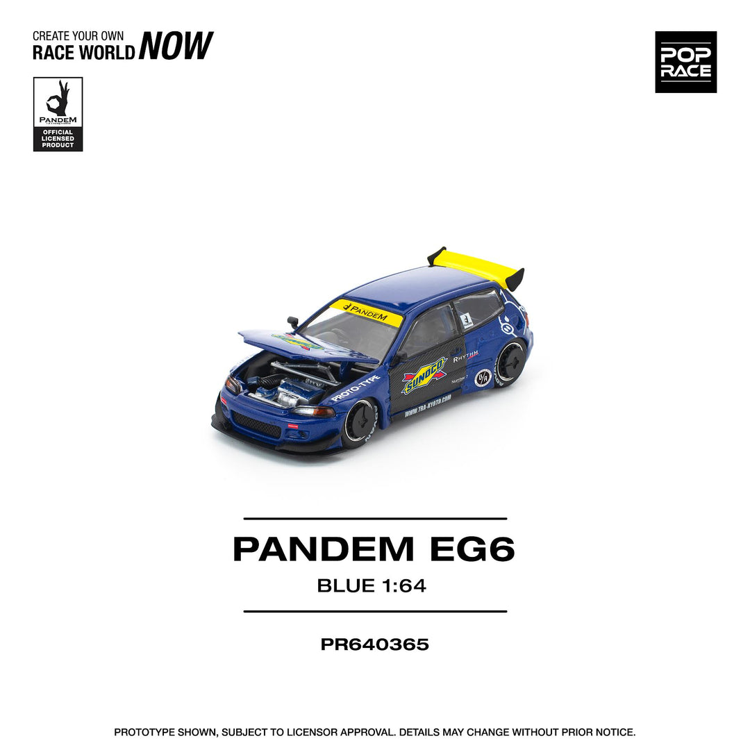POP RACE 1/64 PANDEM CIVIC EG6 BLUE/BLACK PR640365