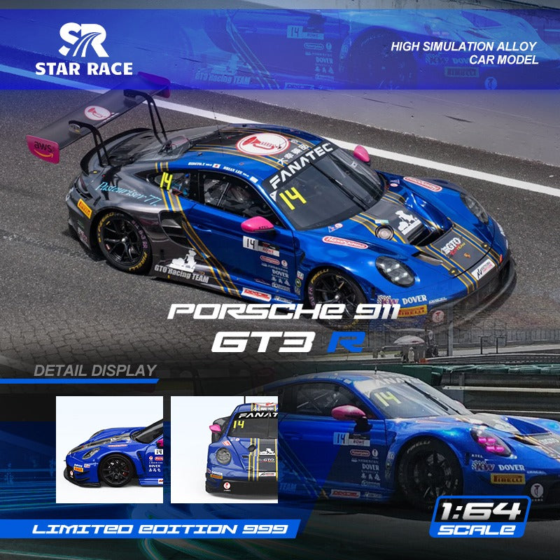 Star Race 1:64 STAR RACE Porsche 911 GT3 R Racing Car Finishings - Alloy Model