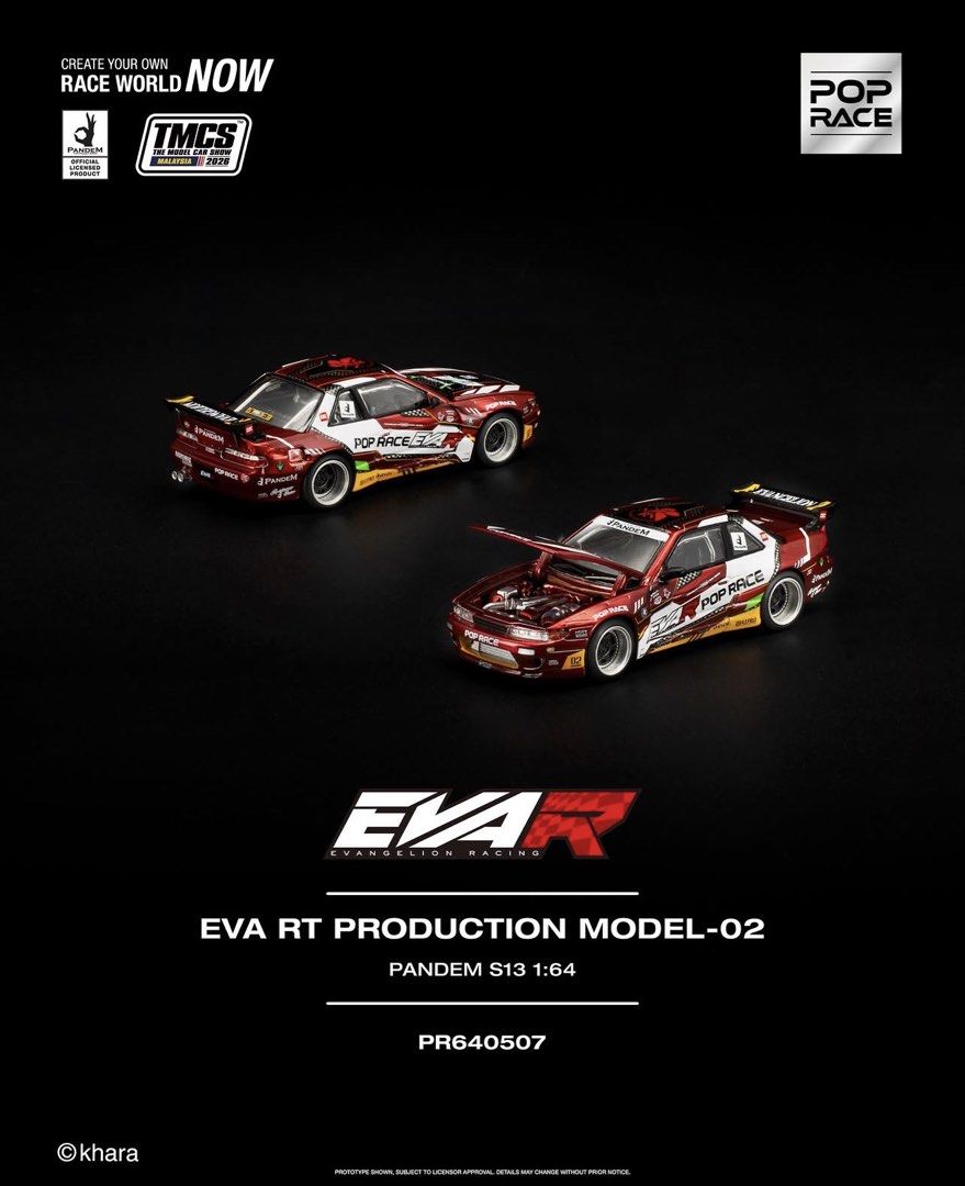 POP RACE 1/64 EVA RT PRODUCTION MODEL-02 PANDEM S13 TMCS Malaysia 2026 Special Edition PR640507