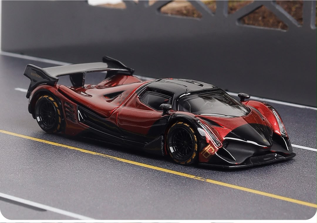 LMF 1:64 Devel Sixteen Diecast Model Carbon Red with Rear Wing