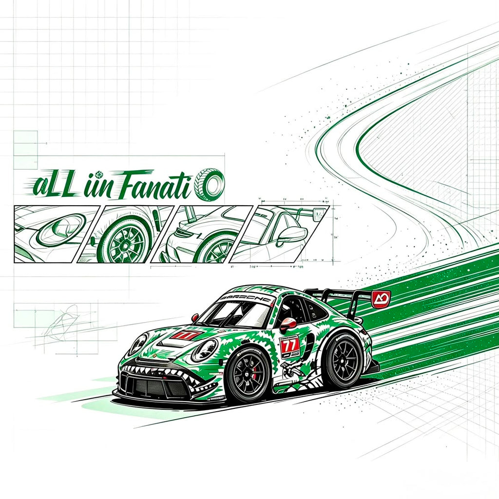 aLL iiN Fanatic 1:64 Q Version Sketchy Tooned Porsche GT3 Dinosaur