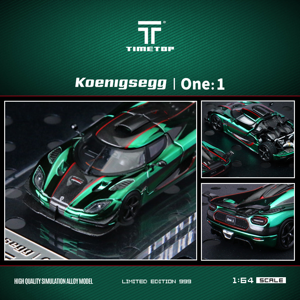 Time Top 1:64 Koenigsegg One:1 Chrome Green