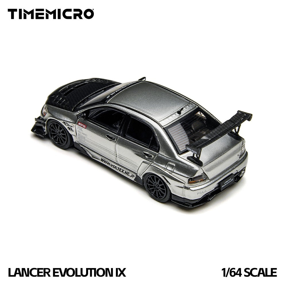 Time Micro 1:64 EVO 9 LANCER EVOLUTION Silver Opening Hood Edition Realistic Alloy Car Model