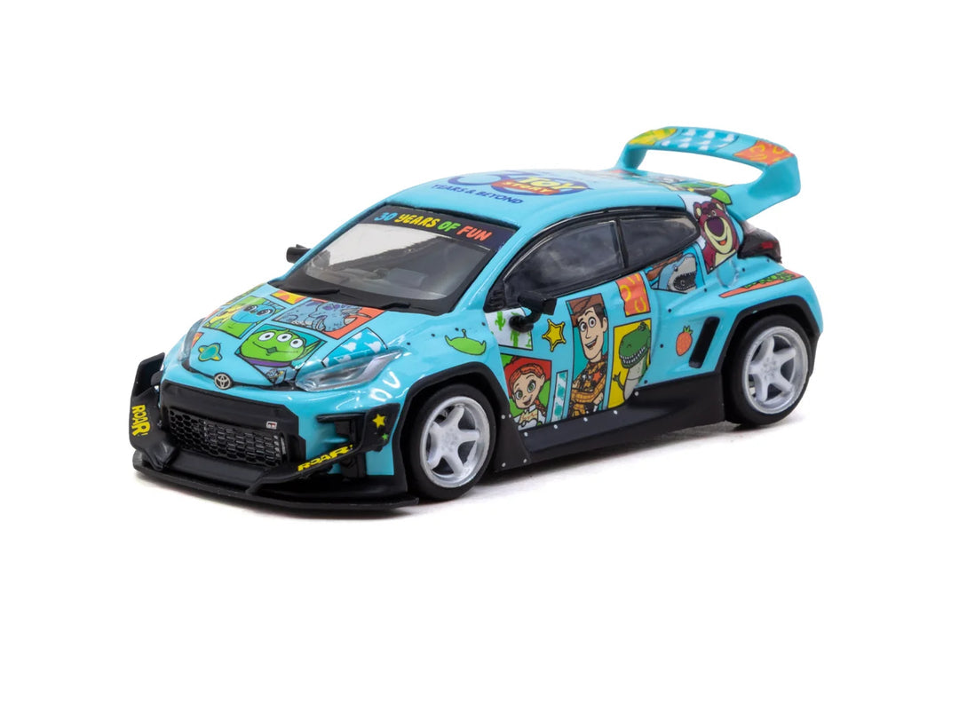 Tarmac Works HOBBY64 1/64 Pandem Toyota GR Yaris Toy Story - 30th Anniversary Model Car + Trading Cards Combo Set T64-080-TS2