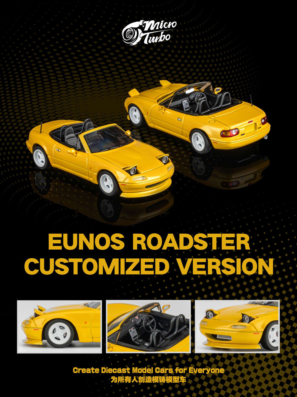Micro Turbo 1:64 Custom MX5 - Metallic Yellow MT6403A7
