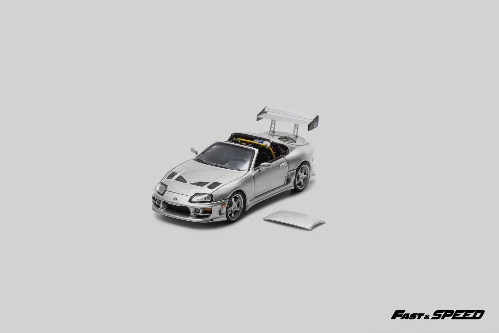 Fast Speed 1/64 Supra MK4 Targa Roadster Diecast Model Silver