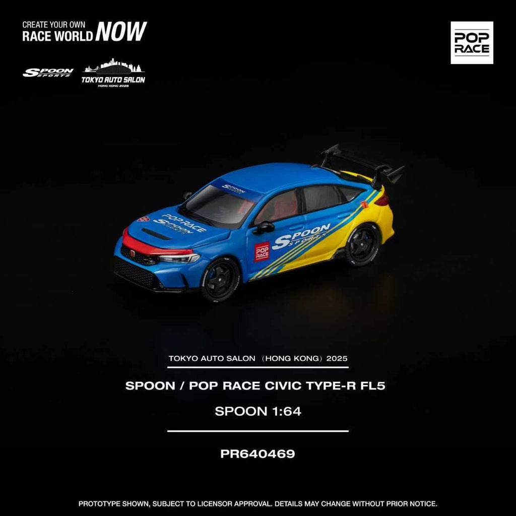 POP RACE 1/64 SPOON / POP RACE CIVIC TYPE-R FL5 SPOON TASHK 2025 Exclusive Model PR64-469