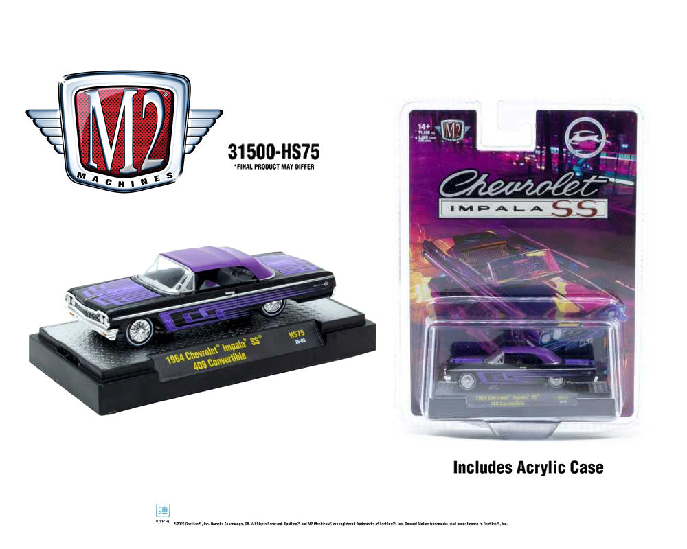 M2 Machines 1:64 1964 Chevrolet Impala SS 409 Convertible – Black – Hobby Exclusive