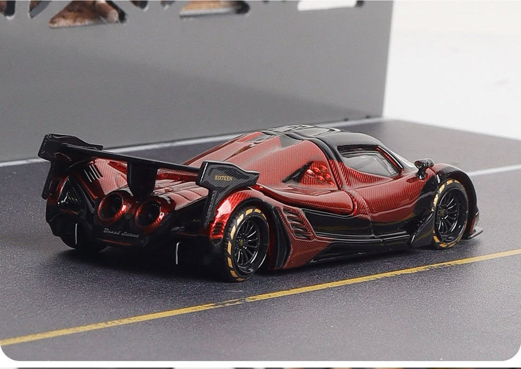 LMF 1:64 Devel Sixteen Diecast Model Carbon Red with Rear Wing
