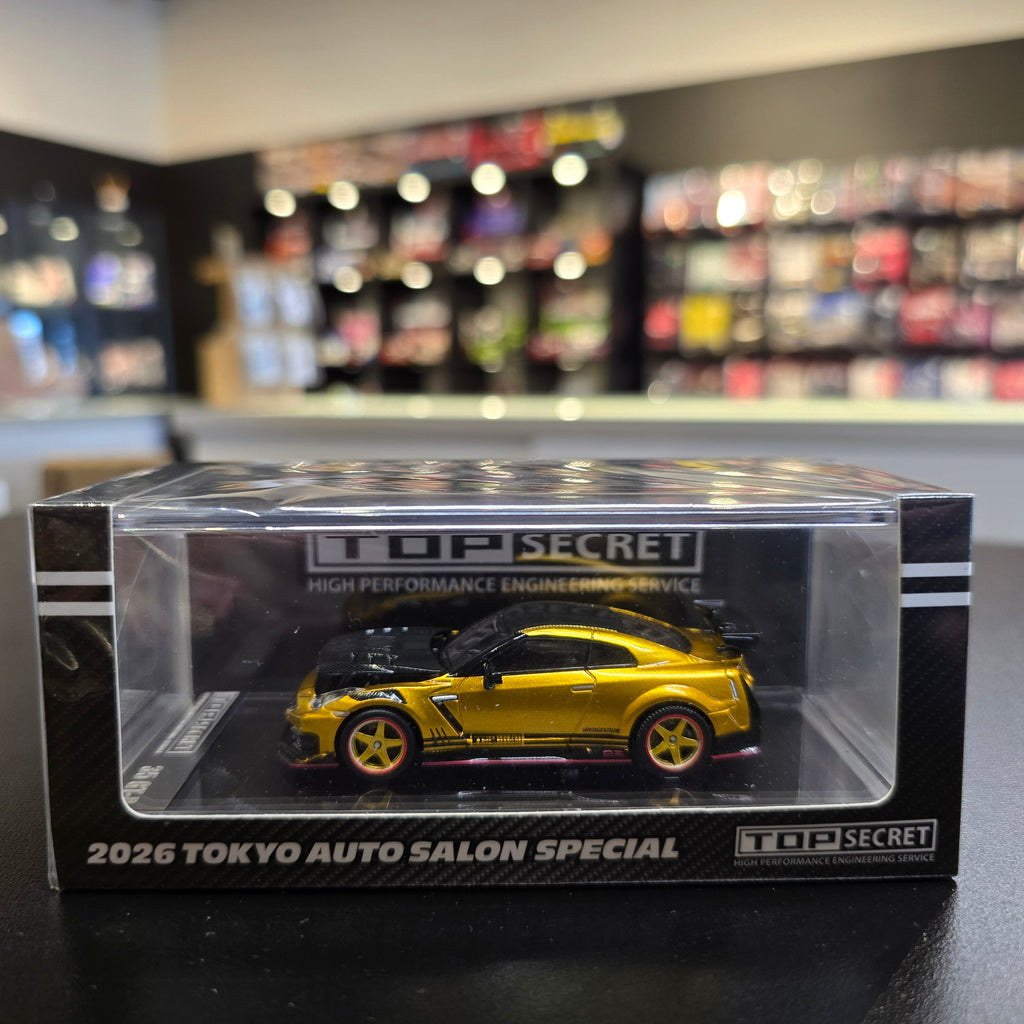 BMC KKK 1/64 Top Secret R35 GT-R GOLD with Carbon Bonnet (TAS Tokyo 2026 Limited Version) RHD Top Secret official licensed