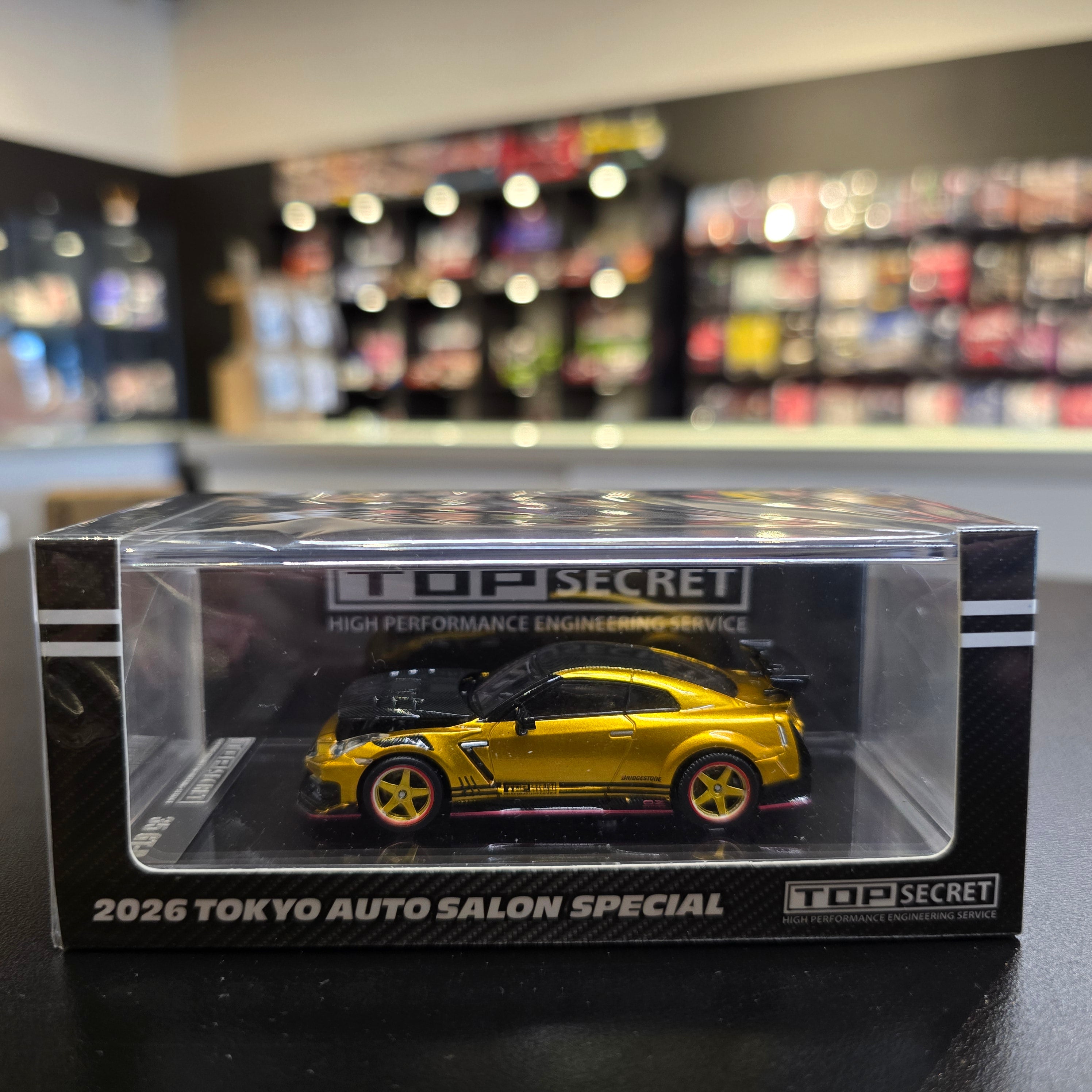 BMC KKK 1/64 Top Secret R35 GT-R GOLD with Carbon Bonnet (TAS Tokyo 2026 Limited Version) RHD Top Secret official licensed