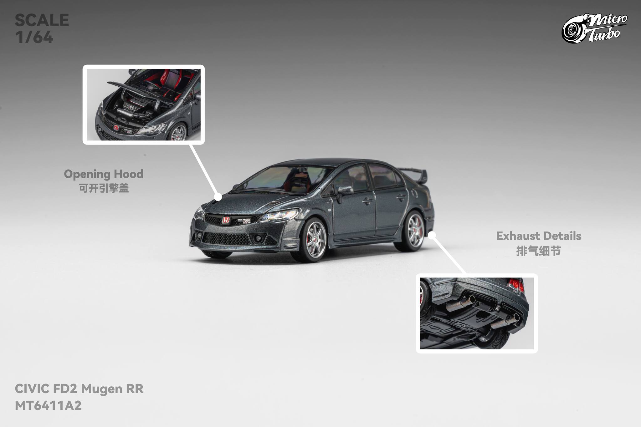 MicroTurbo - 1/64 Custom FD2 MUGEN RR - Metallic Grey