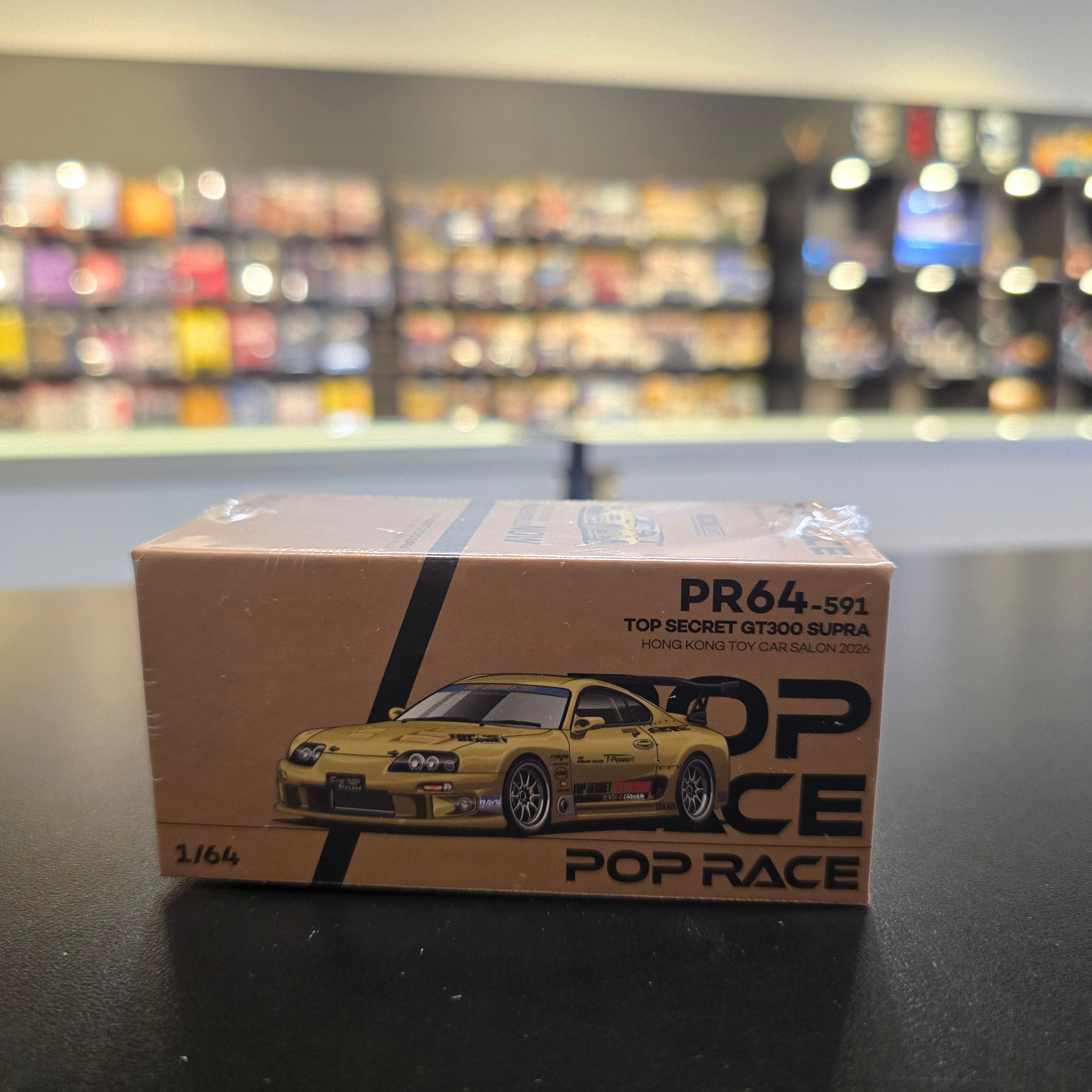 POP RACE PR64-591 TOP SECRET GT300 SUPRA GOLD CHROME TOY CAR SALON 2026 EVENT MODEL
