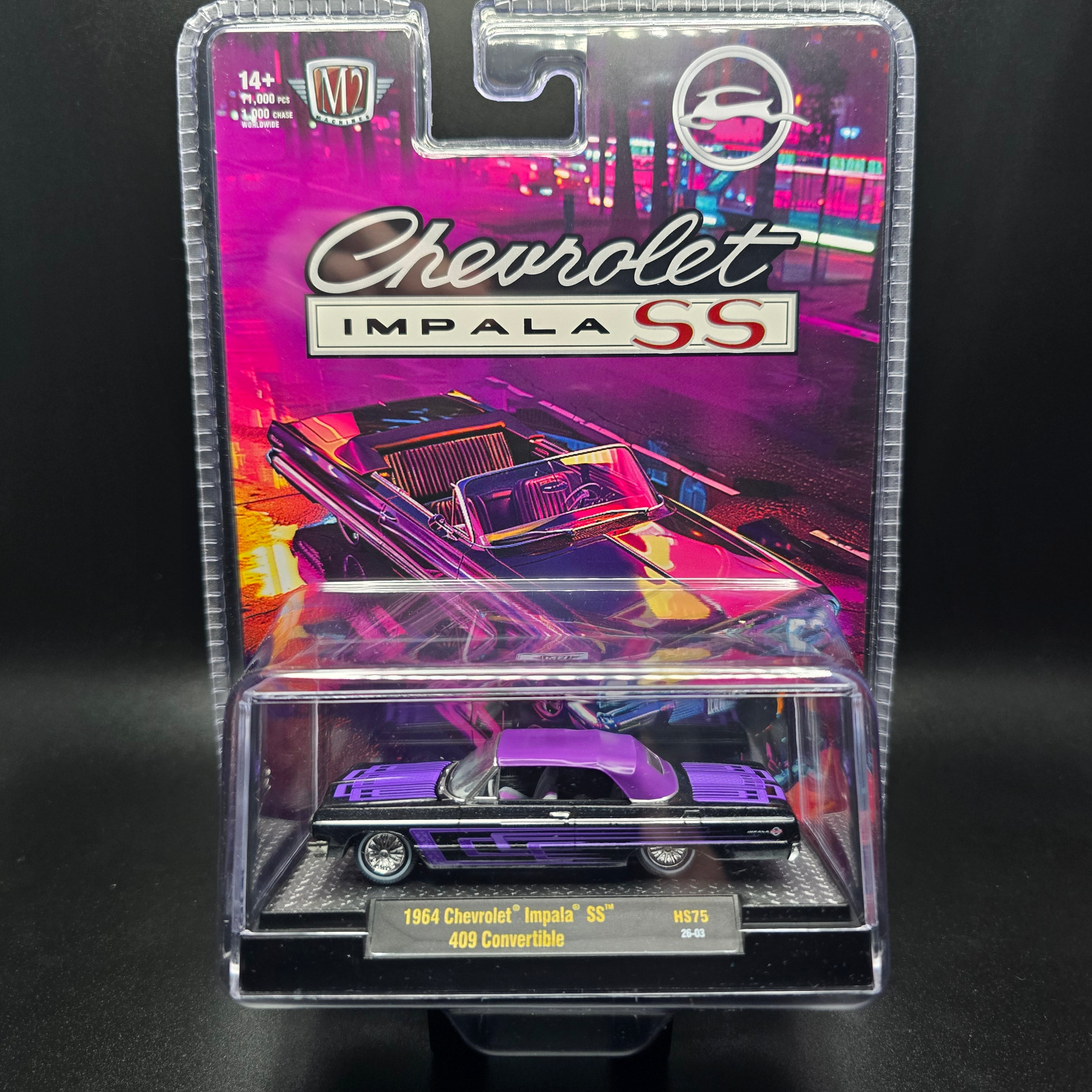 M2 Machines 1:64 1964 Chevrolet Impala SS 409 Convertible – Black – Hobby Exclusive