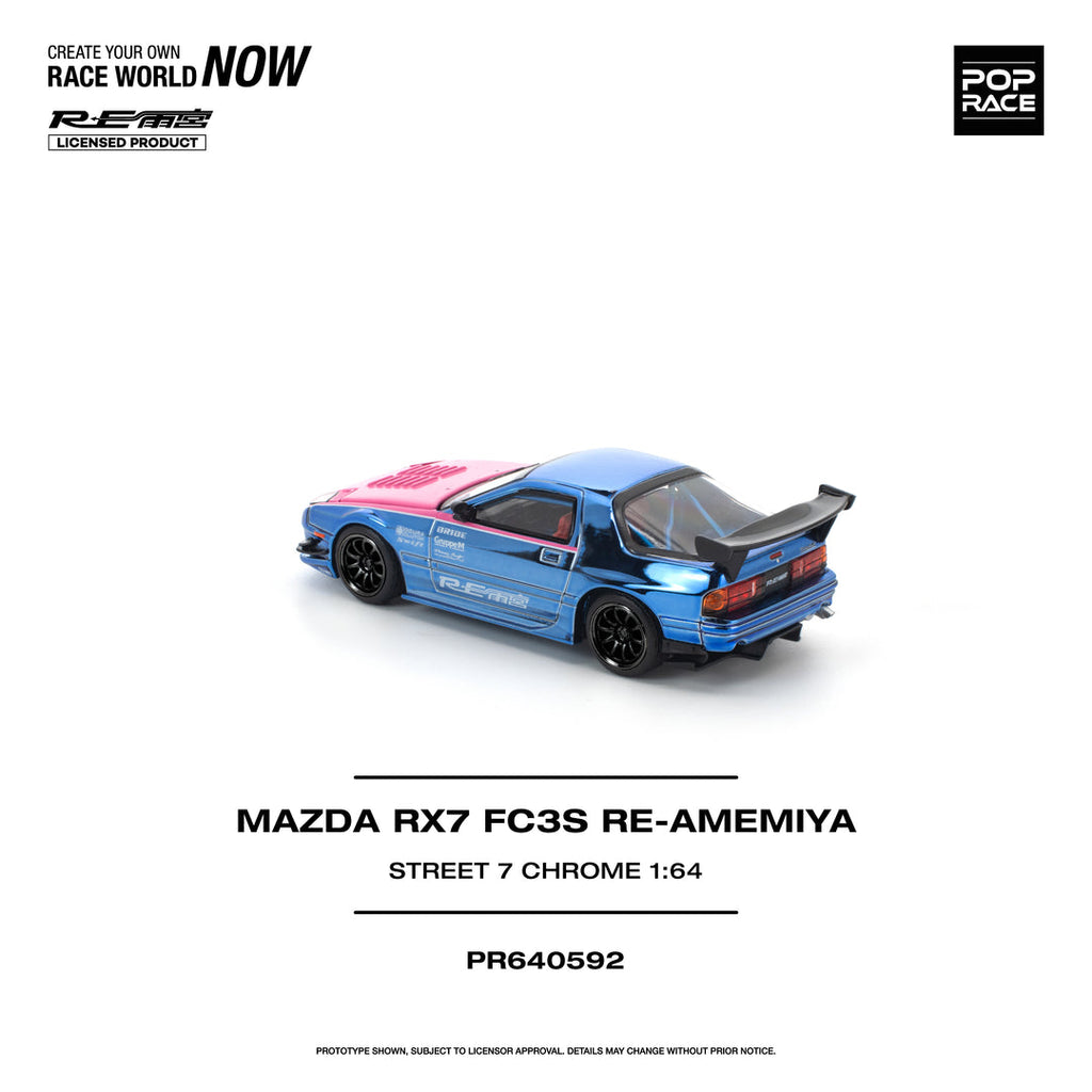 POP RACE 1/64 MAZDA RX7 (FC3S) RE-AMEMIYA STREET 7 CHROME PR640592