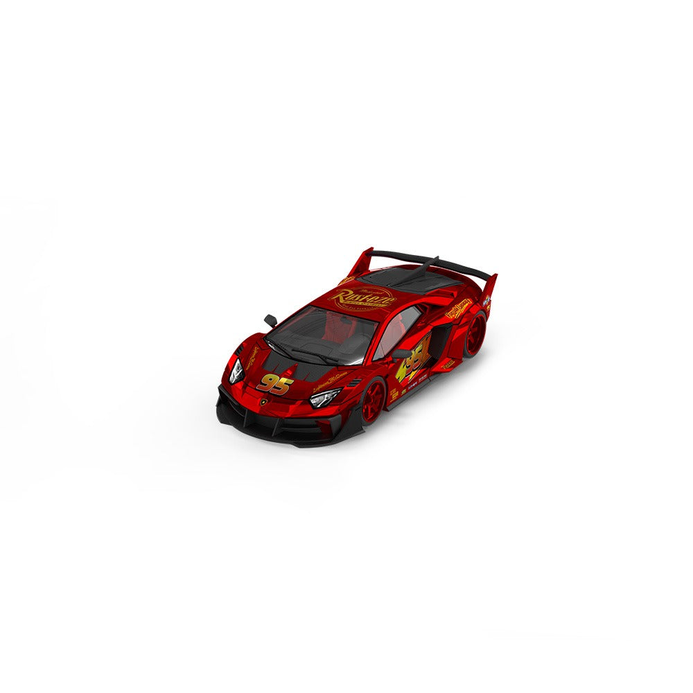 Cool Car 1:64 Lamborghini GTEVO Lightning McQueen Metal Red Painted Alloy Car Model