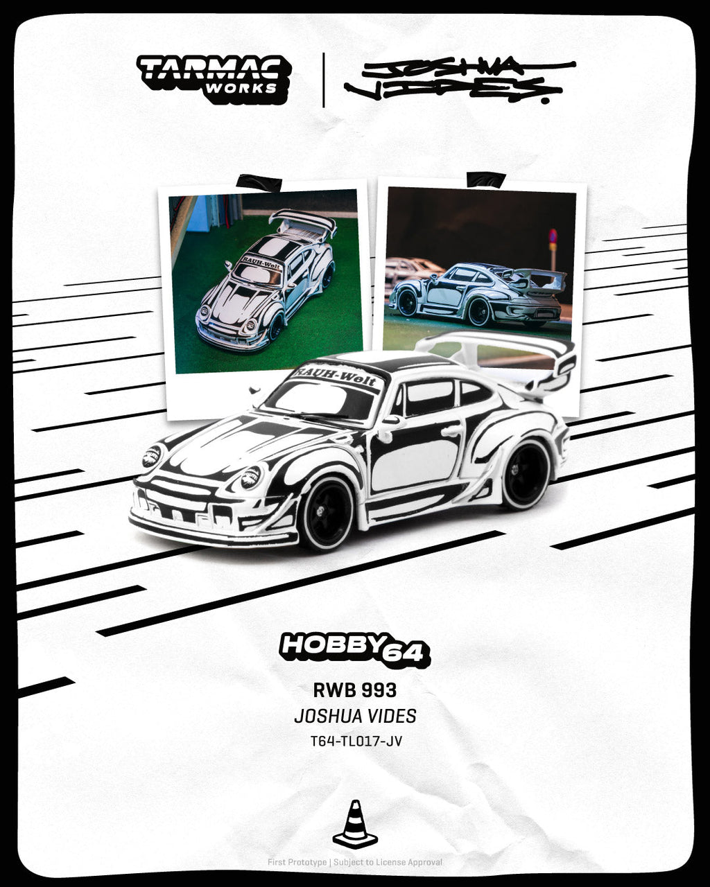 TARMAC WORKS HOBBY64 1/64 RWB 993 - Designed by JOSHUA VIDES T64-TL017-JV
