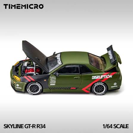 TimeMicro 1:64 Nissan Skyline GTR R34 Matte Green