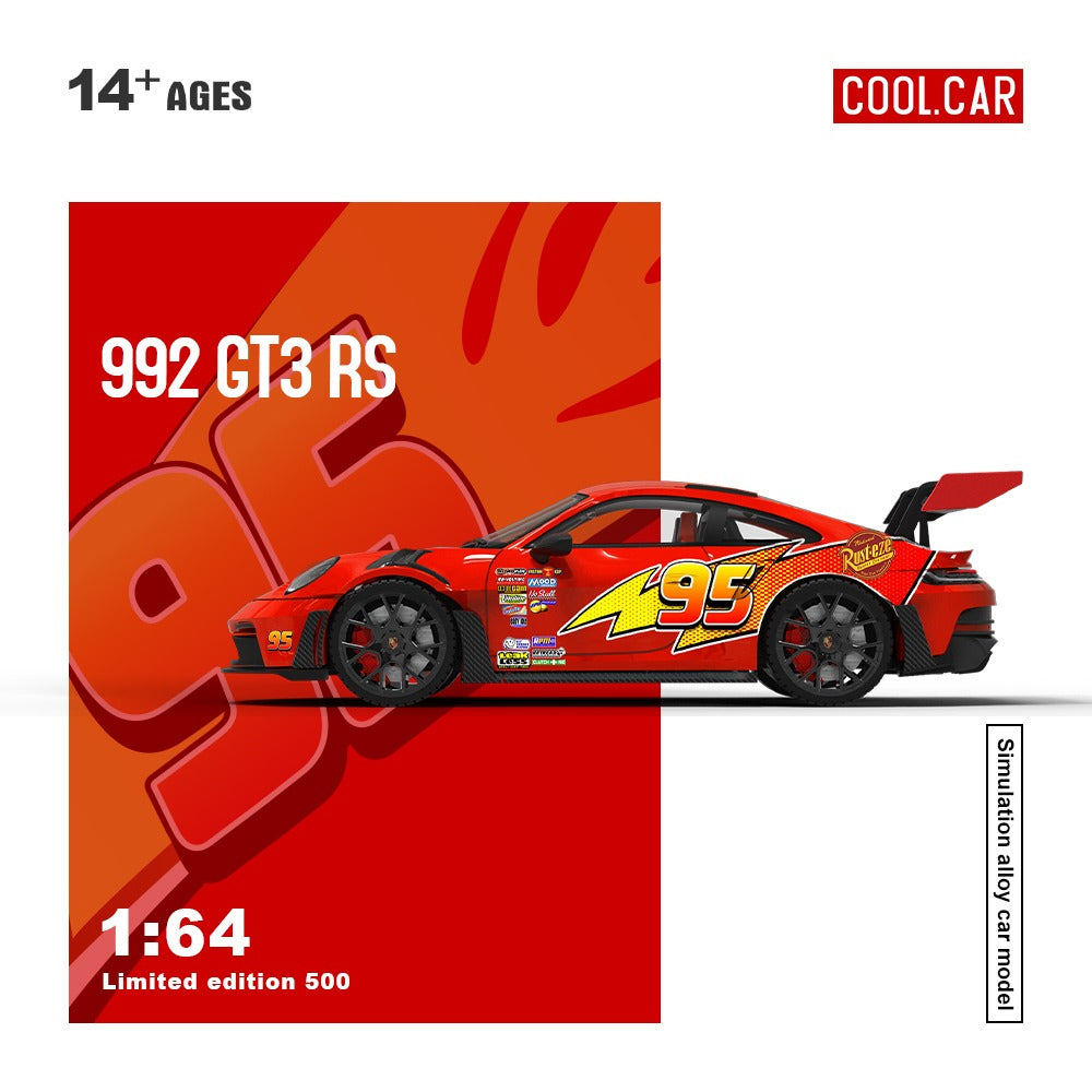 Cool Car 1:64 Porsche 992 GT3 RS Lightning McQueen Livery