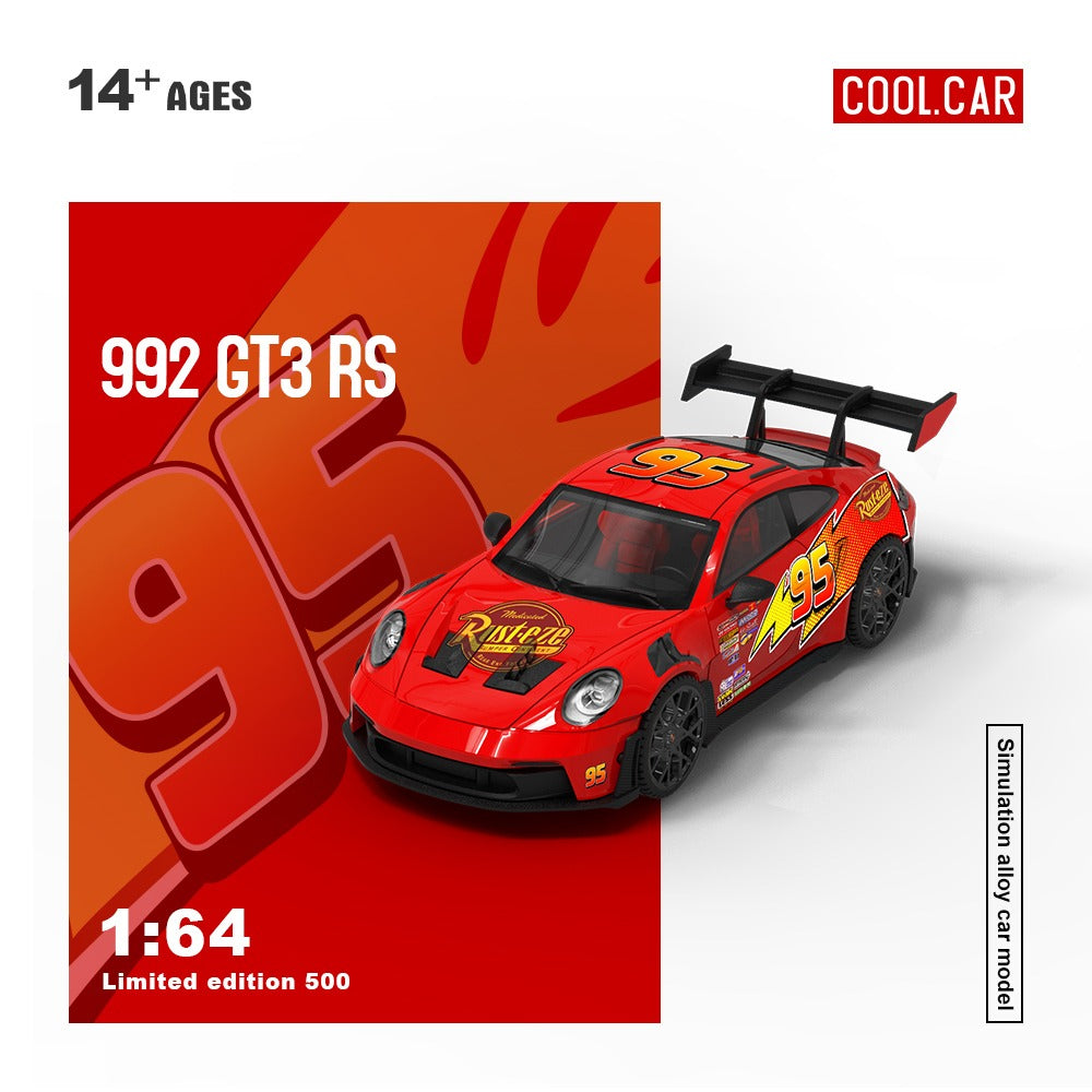 Cool Car 1:64 Porsche 992 GT3 RS Lightning McQueen Livery