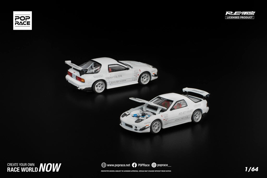 POP RACE 1/64 MAZDA RX7 FC3S RE-AMEMIYA WHITE PR640260