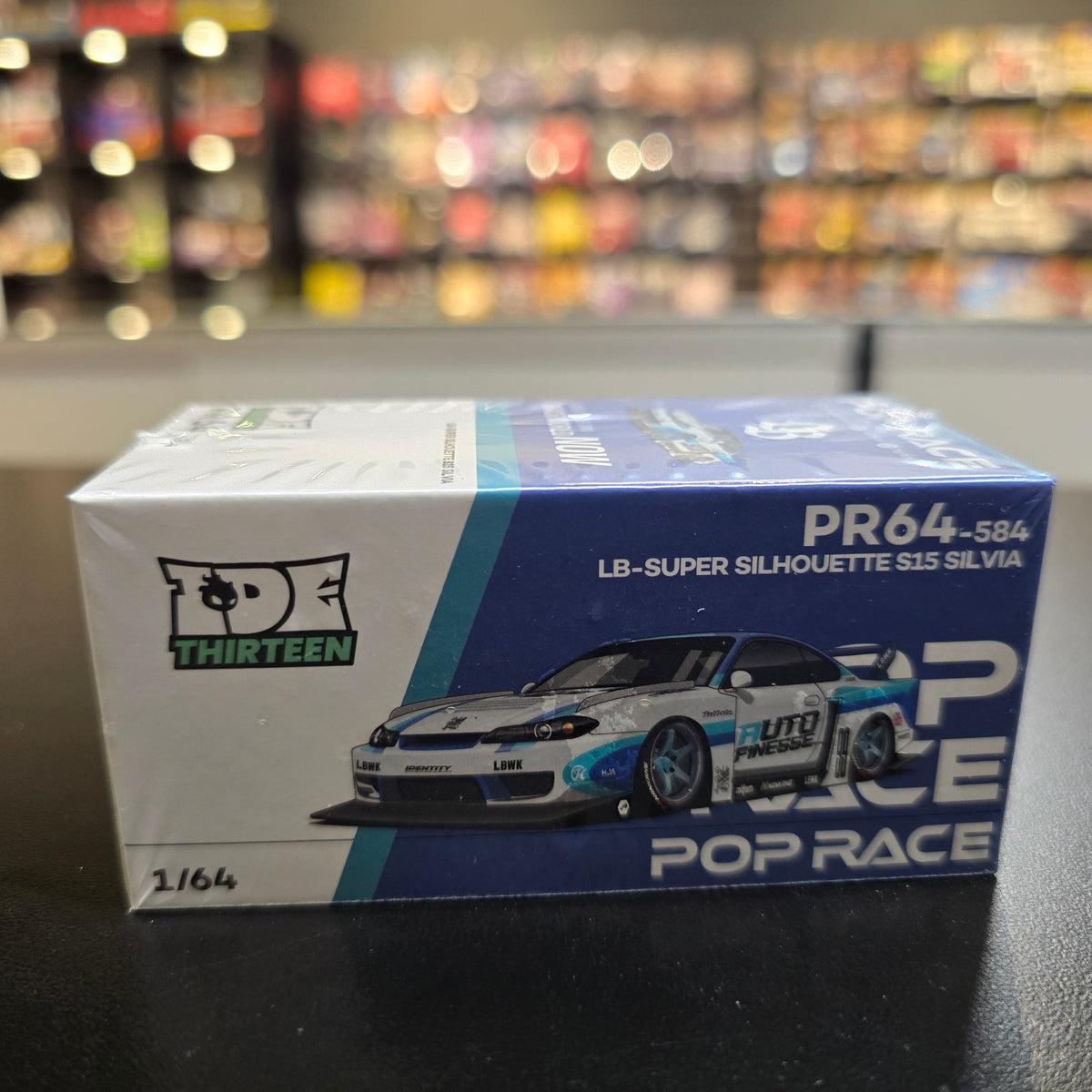 POP RACE x LBWK 1/64 Nissan Silvia S15 IDE Limited Event White Blue PR64584