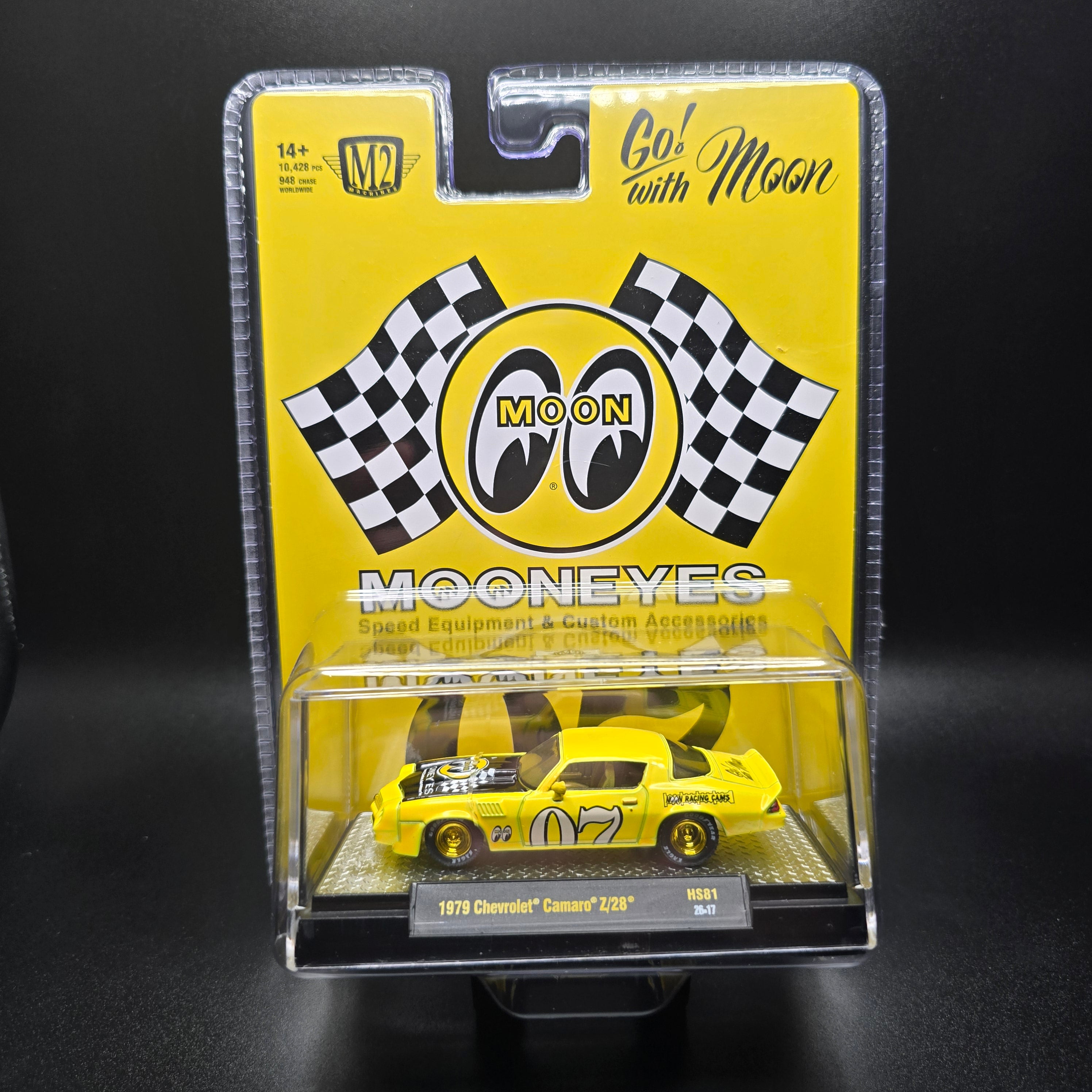 *CHASE* M2 Machines 1:64 1979 Chevrolet Camaro Z28 Mooneyes Speed Equipment – Yellow – Hobby Exclusive