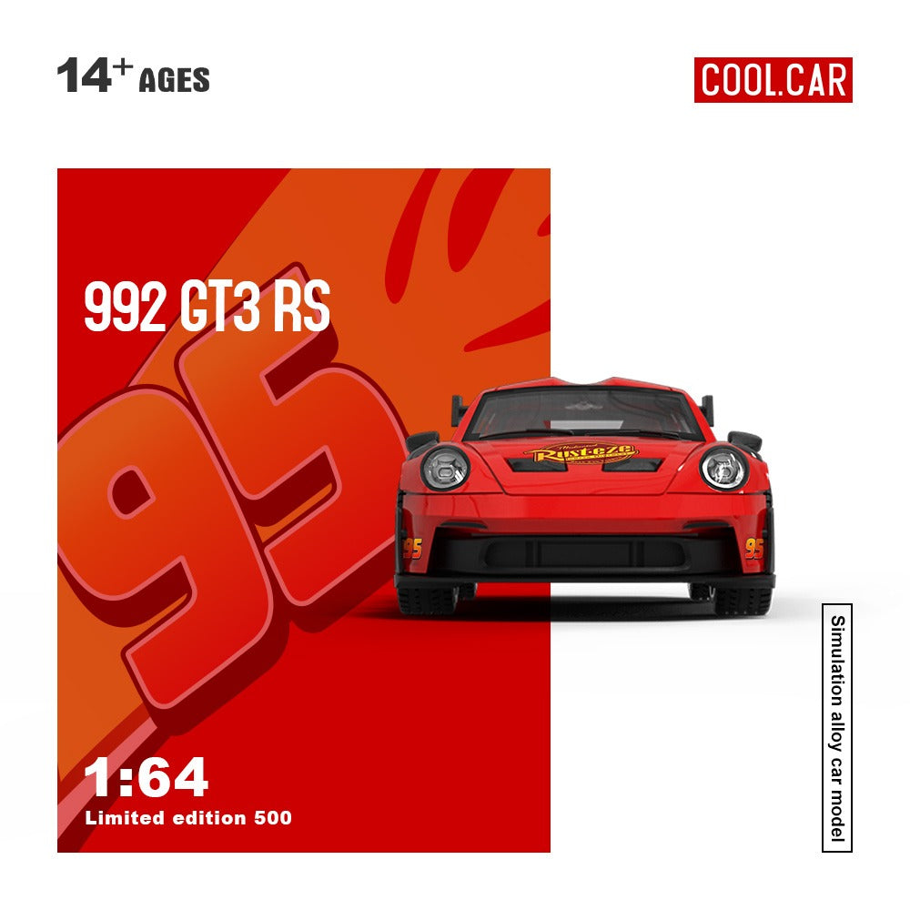 Cool Car 1:64 Porsche 992 GT3 RS Lightning McQueen Livery