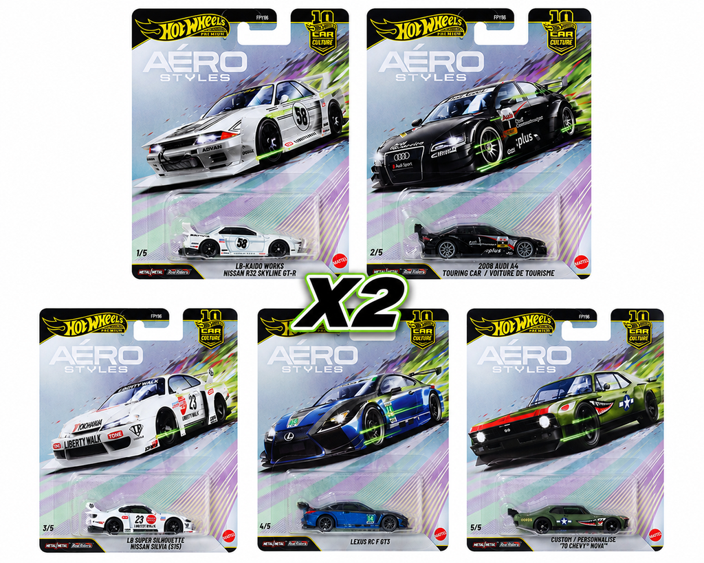 Hot Wheels 1:64 Car Culture 10th Anniversary 2026 U Case – Areo Style Assortment (Sealed Case of 10 cars)