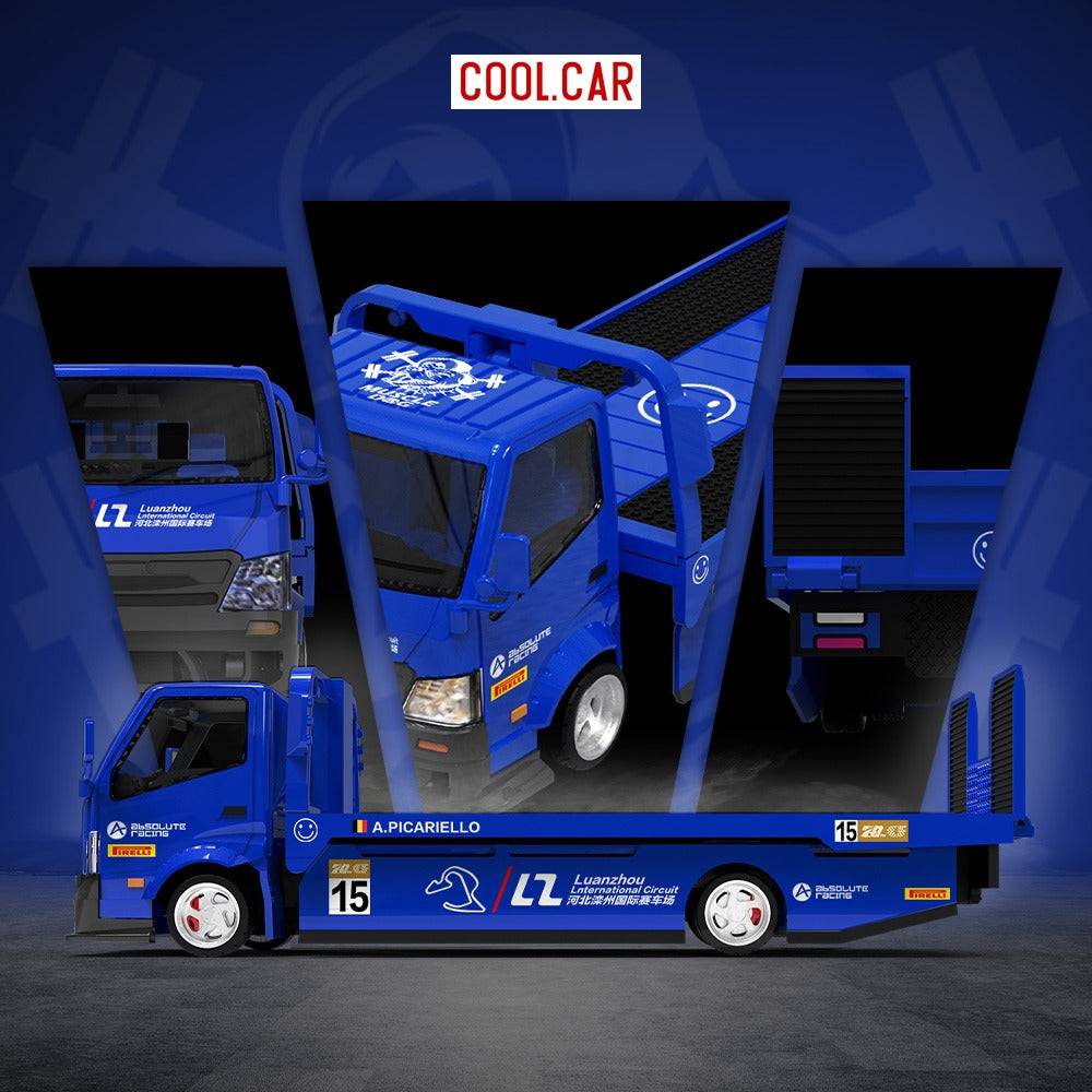 Cool Car 1:64 H300 flat transport trailer, blue 15 color paint finish, realistic alloy car model