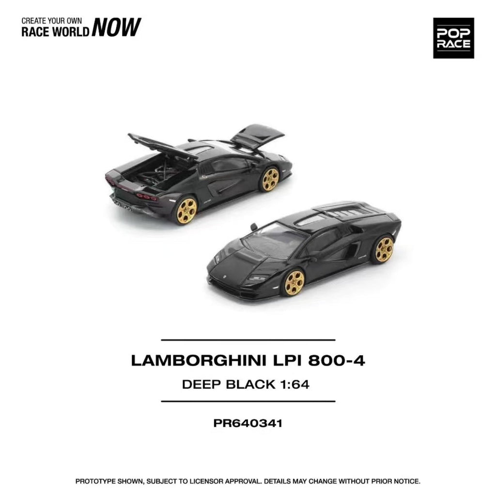 POP RACE 1/64 LAMBORGHINI COUNTACH LPI 800-4 DEEP BLACK PR640341