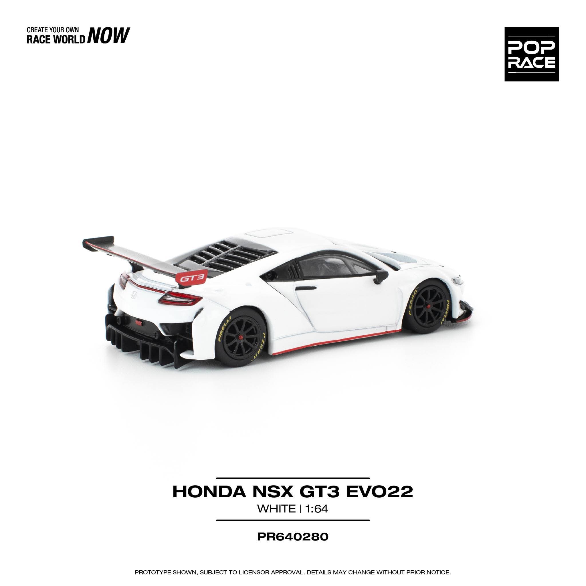POP RACE 1/64 HONDA NSX GT3 EVO22 - WHITE PR640280