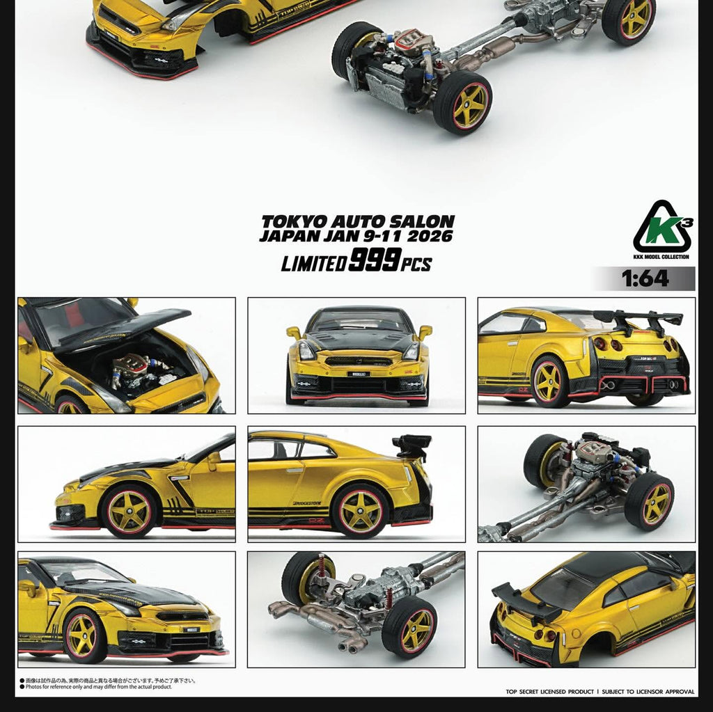 BMC KKK 1/64 Top Secret R35 GT-R GOLD with Carbon Bonnet (TAS Tokyo 2026 Limited Version) RHD Top Secret official licensed