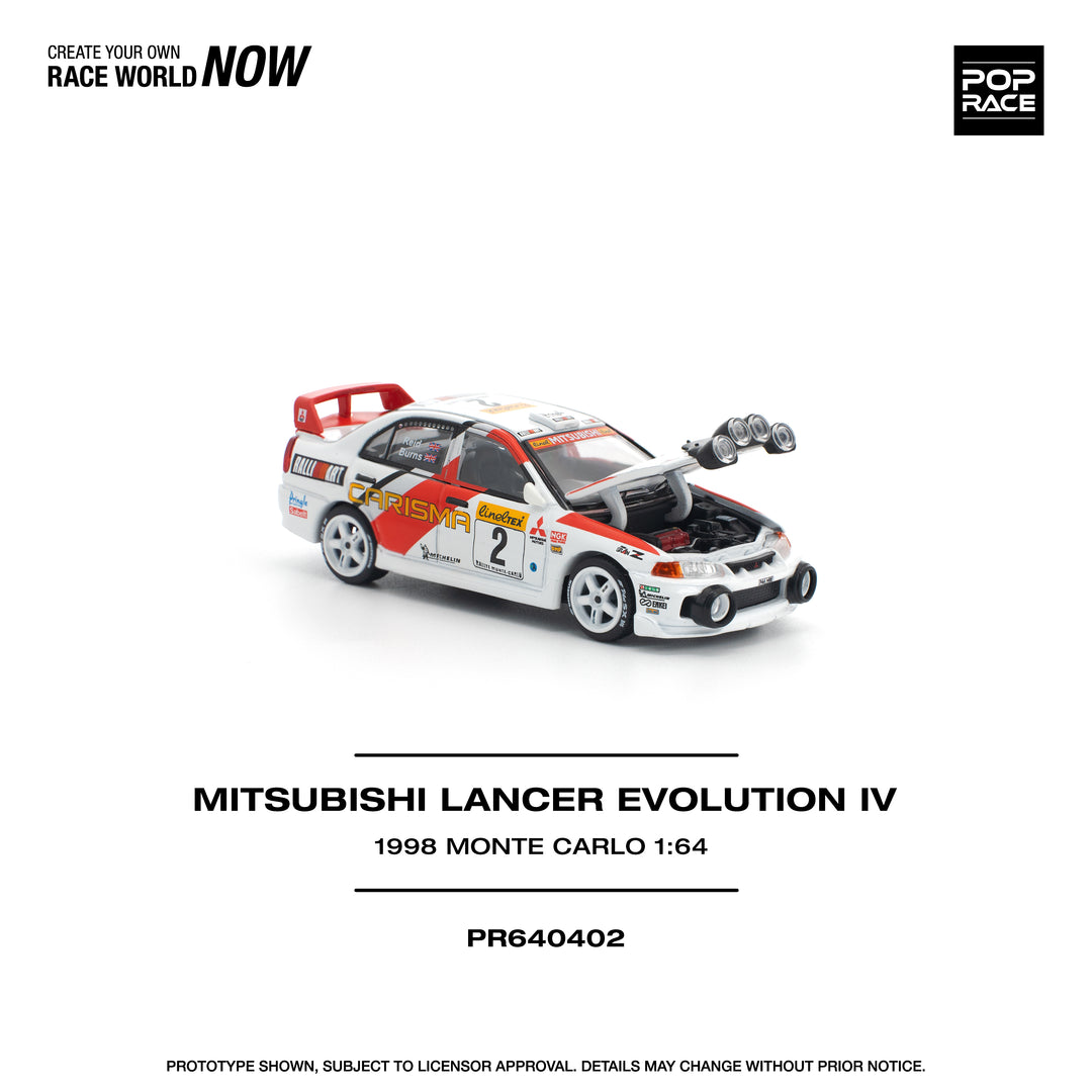 POP RACE 1:64 Mitsubishi Lancer Evolution IV - 1998 Monte Carlo Rally PR640402