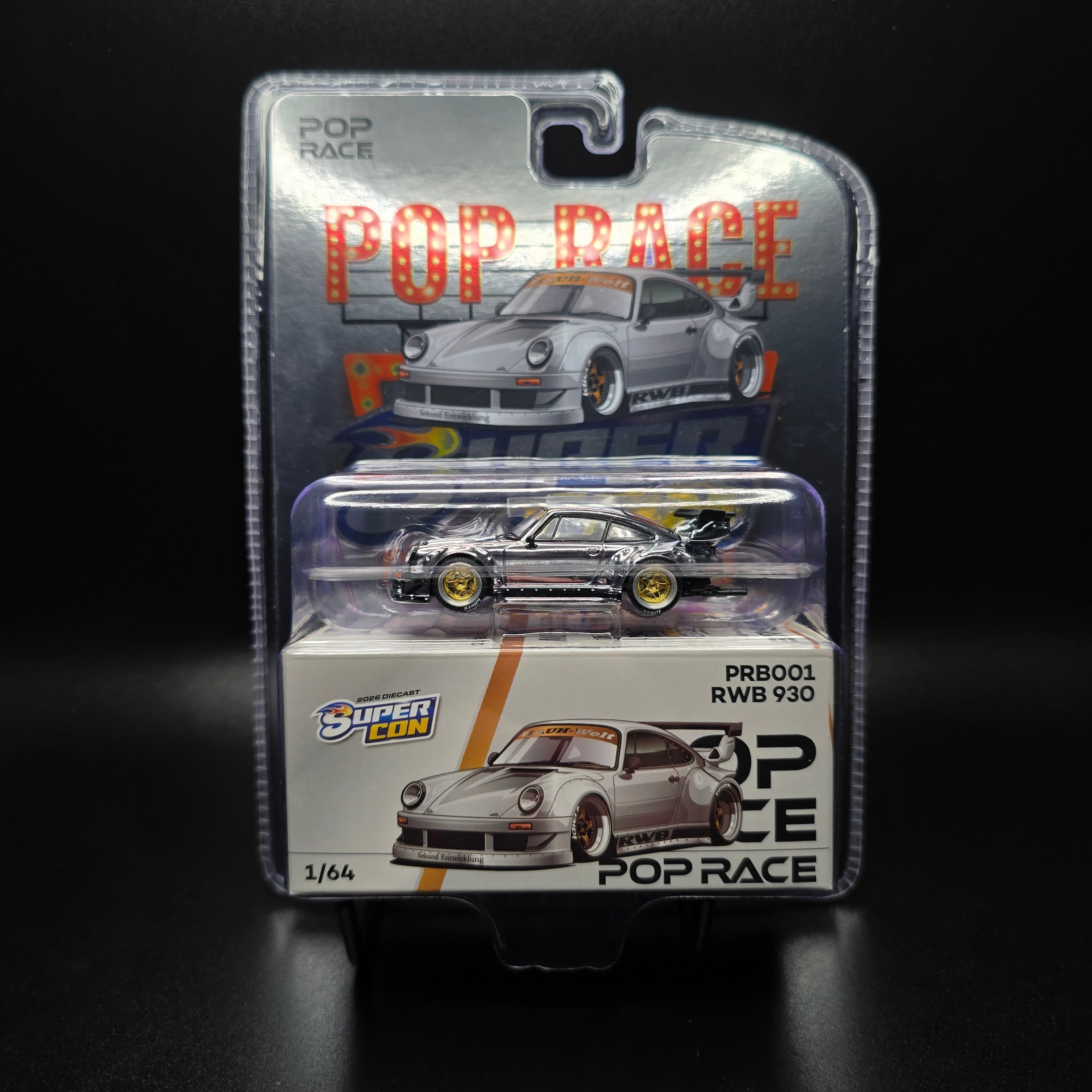 ポップレース 1/64 RWB 930 シルバークローム Pop Race RWB 930 Silver Chrome Diecast Super Con Las Vegas 2026