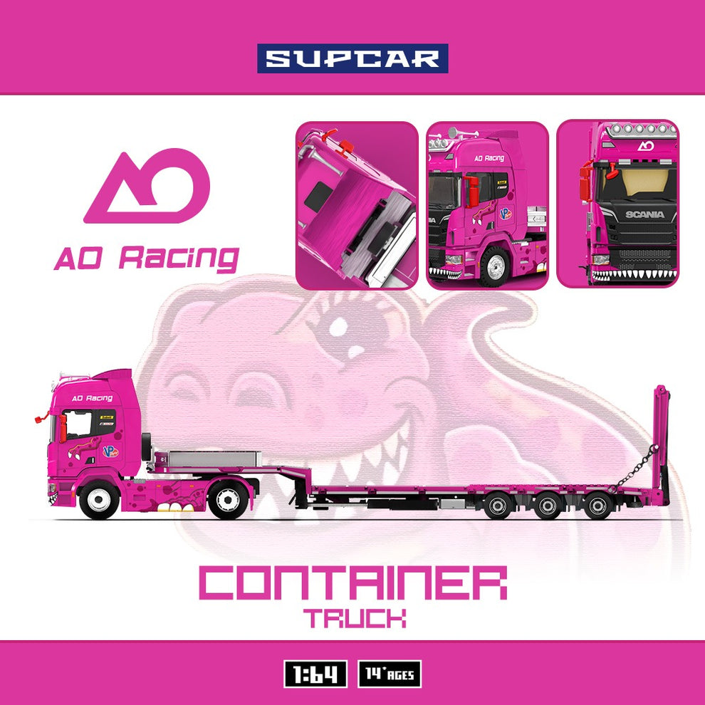 Supcar - Roxy Scania Flatbed Truck Hauler AO Racing Livery Roxy – 1:64 Cool Car Diecast Model
