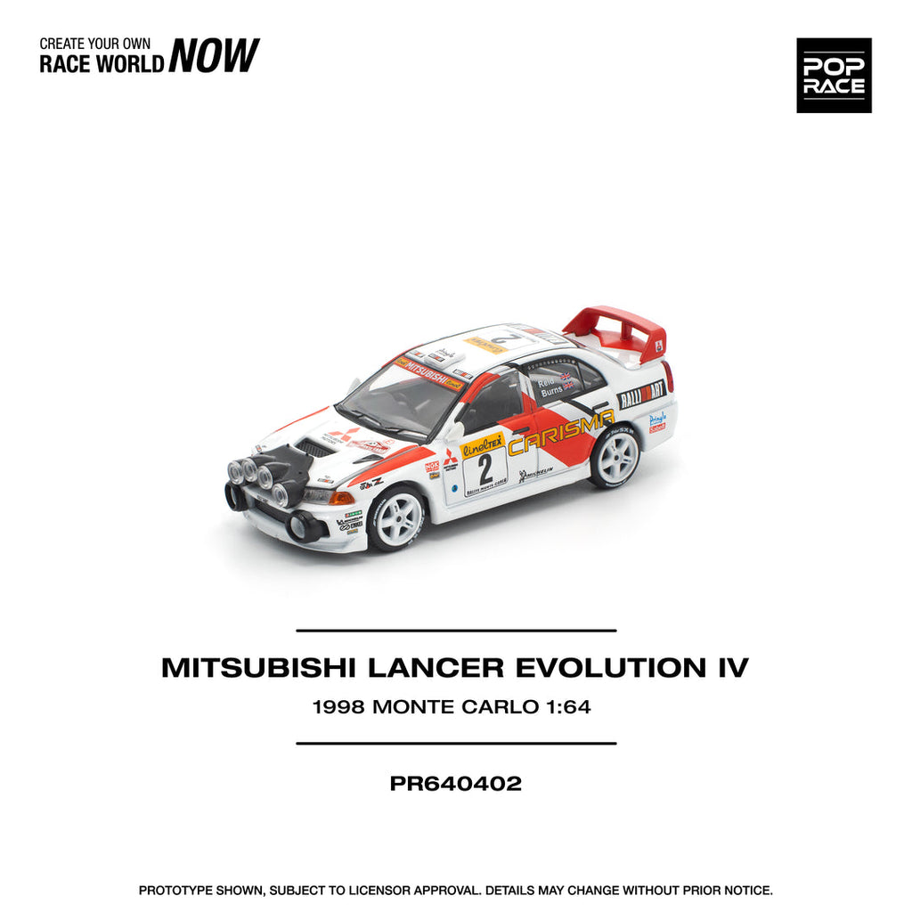 POP RACE 1:64 Mitsubishi Lancer Evolution IV - 1998 Monte Carlo Rally PR640402