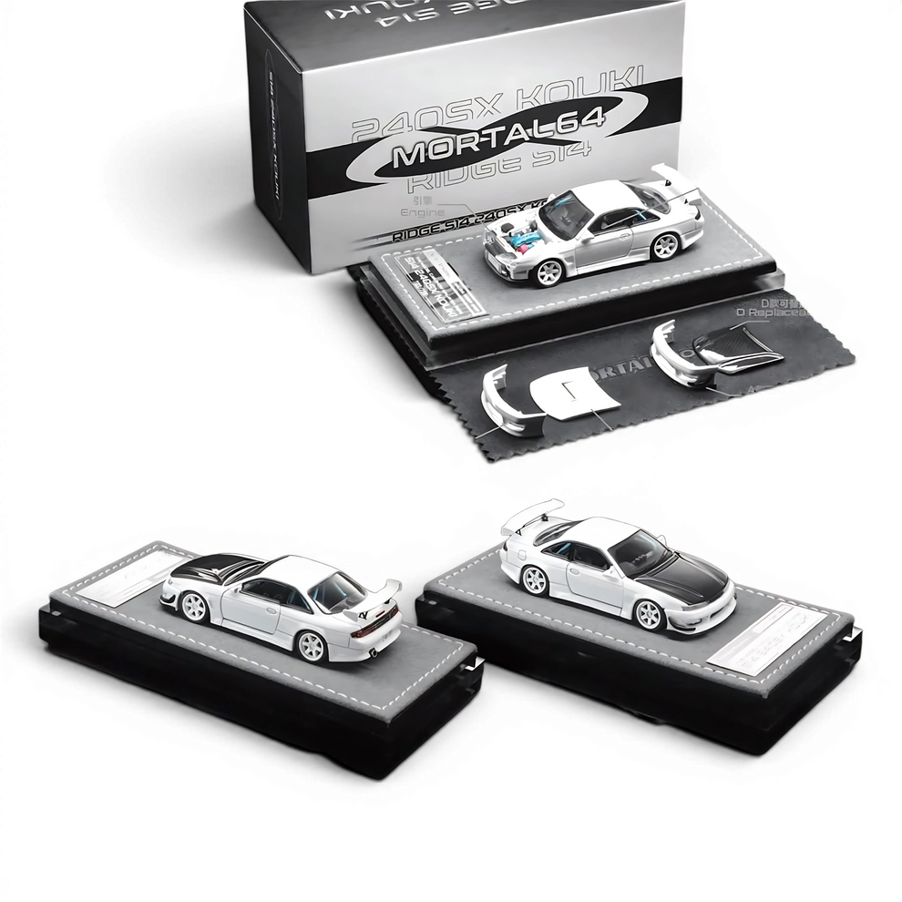 1/64 Mortal Nissan Silvia S14 Kouki (White with Black Hood) Diecast Car Model