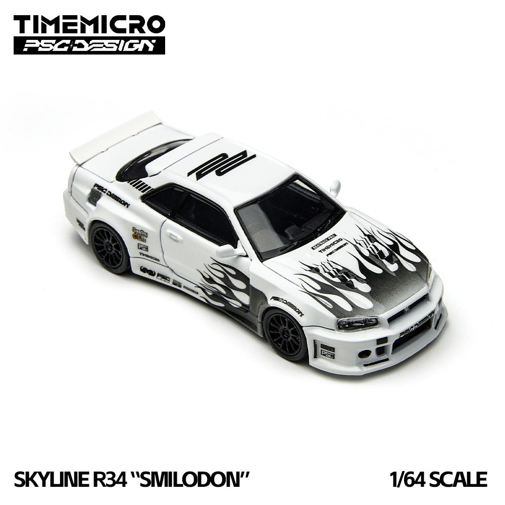 TimeMicro × PSC DESIGN
1:64 R34 "Smilodon" Black & White Diecast Car Model
