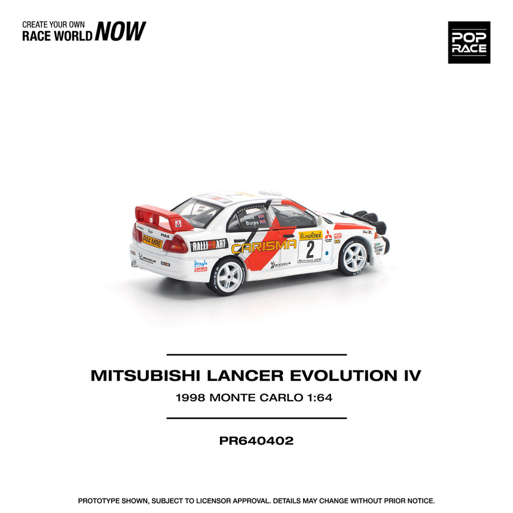 POP RACE 1:64 Mitsubishi Lancer Evolution IV - 1998 Monte Carlo Rally PR640402