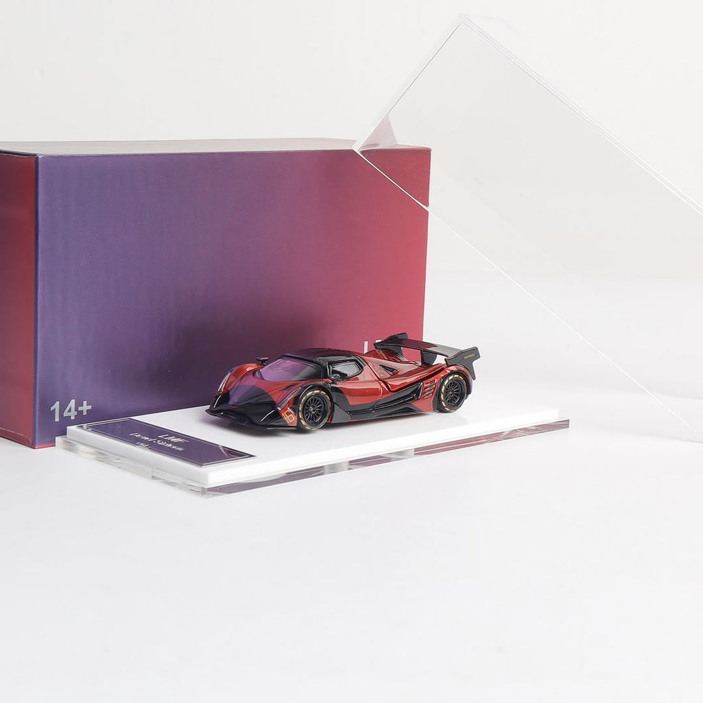 LMF 1:64 Devel Sixteen Diecast Model Carbon Red with Rear Wing