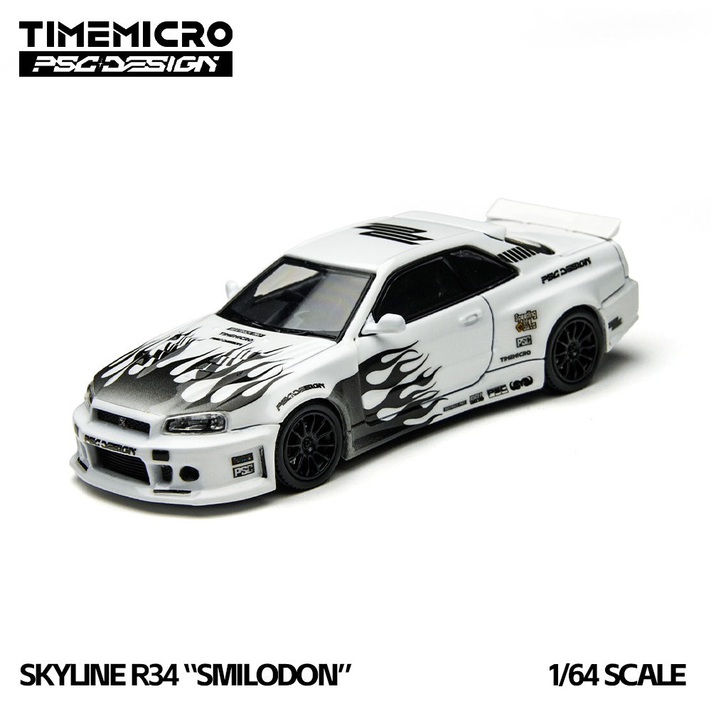 TimeMicro × PSC DESIGN
1:64 R34 "Smilodon" Black & White Diecast Car Model