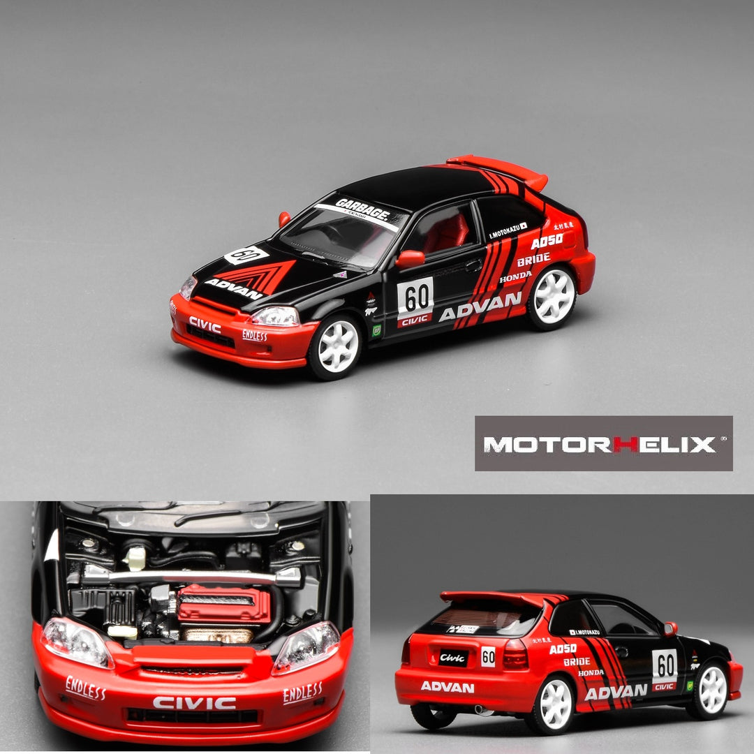 Motorhelix 1/64 Honda Civic TYPE R (EK9) Advan Red-Black Livery